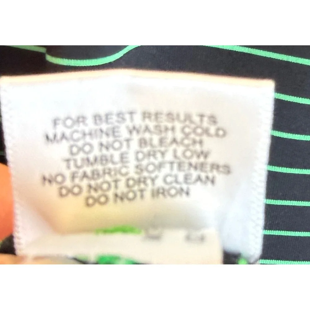 Peter Millar Summer Comfort Black w/Green Stripes Golf Polo Eagle Logo Sz L - Picture 9 of 11